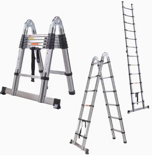Teleskopleiter 5m Ausziehbar, Aluminium A-Rahmen, 150 kg