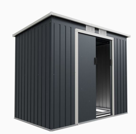 Metall Gerätehaus mit Satteldach, Gartenschuppen Anthrazit