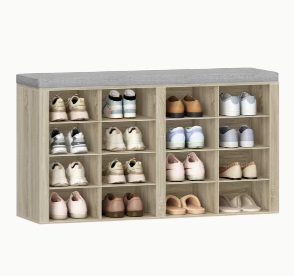 Schuhbank mit 16 Fächern / Sitzbank