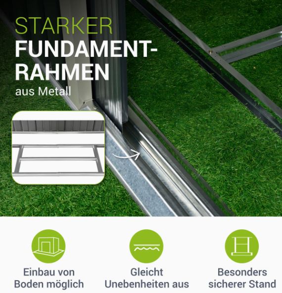 Metall Gerätehaus mit Satteldach, Gartenschuppen Anthrazit