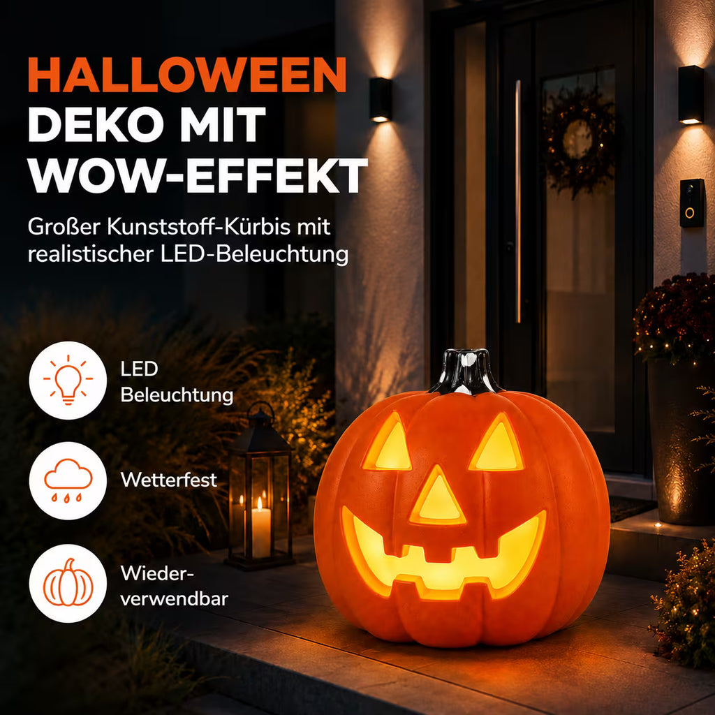 🎃 XXL Halloween-Kürbis mit LED-Beleuchtung
