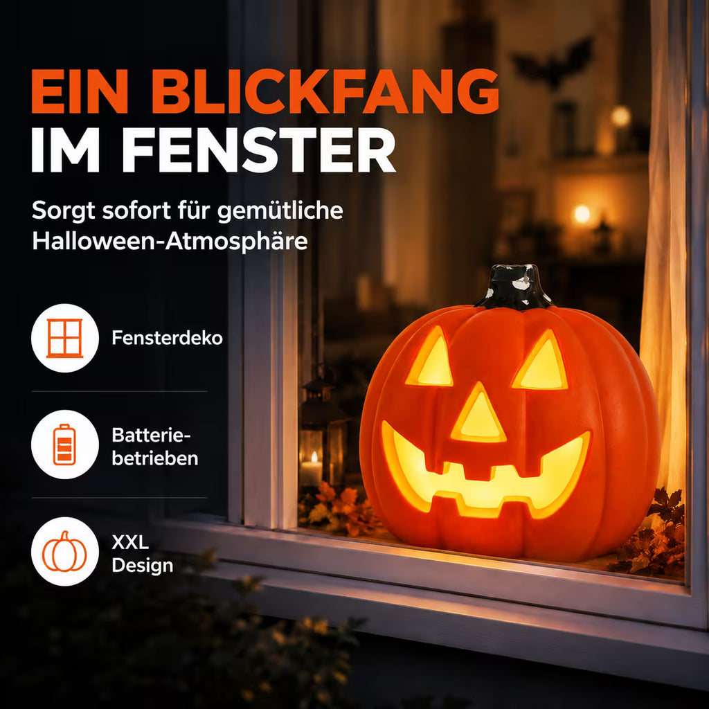 🎃 XXL Halloween-Kürbis mit LED-Beleuchtung