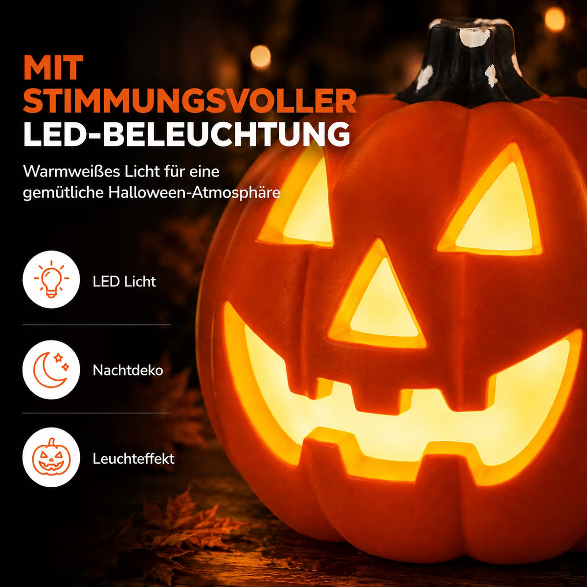 🎃 XXL Halloween-Kürbis mit LED-Beleuchtung