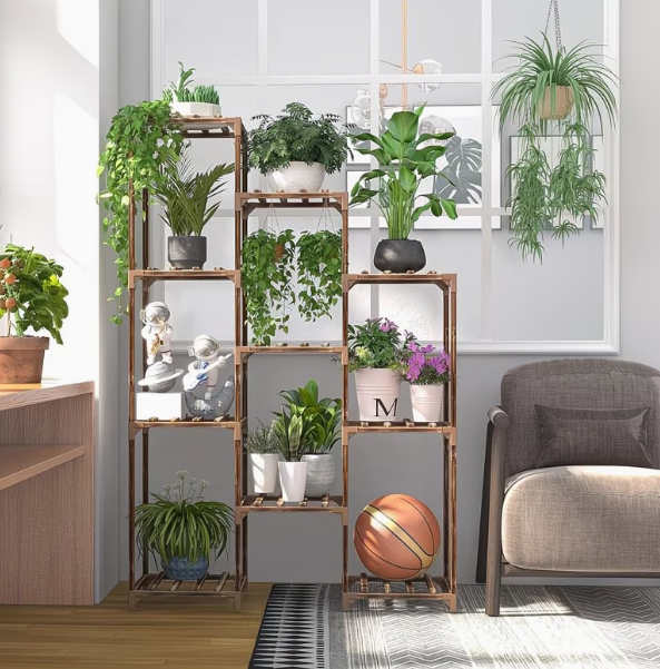 Holz-Blumenständer für Töpfe, Mehrstöckiges Pflanzenregal