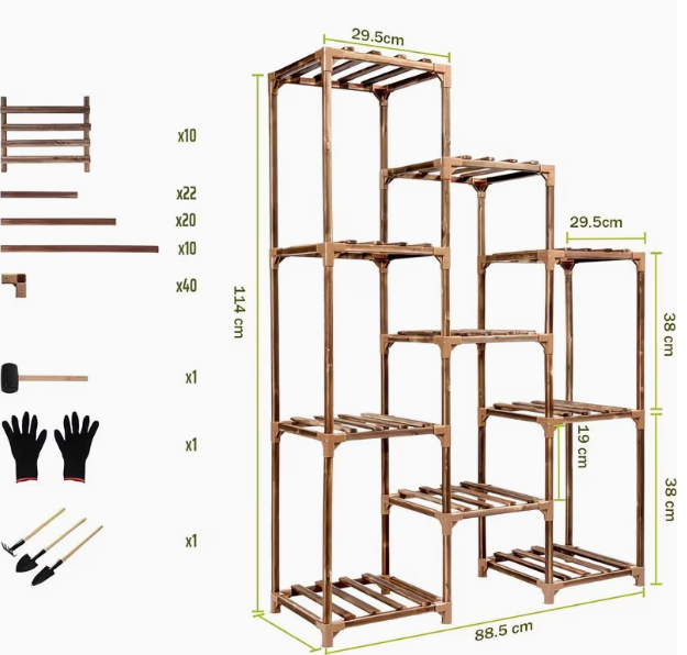 Holz-Blumenständer für Töpfe, Mehrstöckiges Pflanzenregal