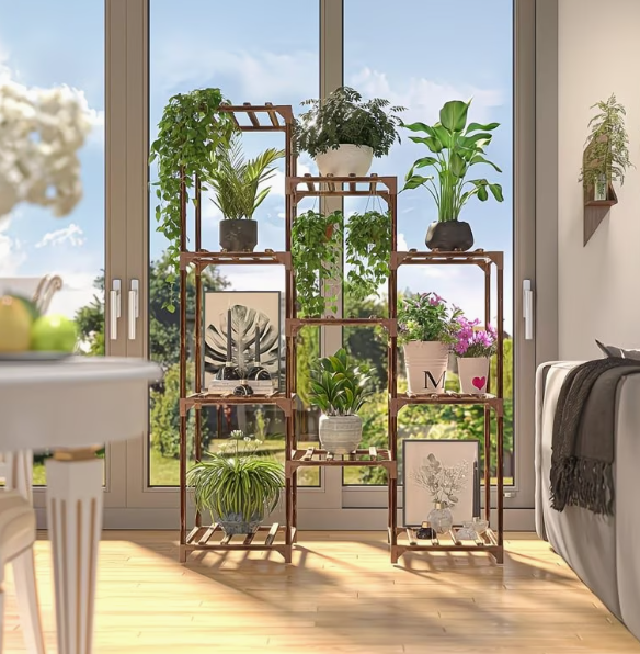 Holz-Blumenständer für Töpfe, Mehrstöckiges Pflanzenregal