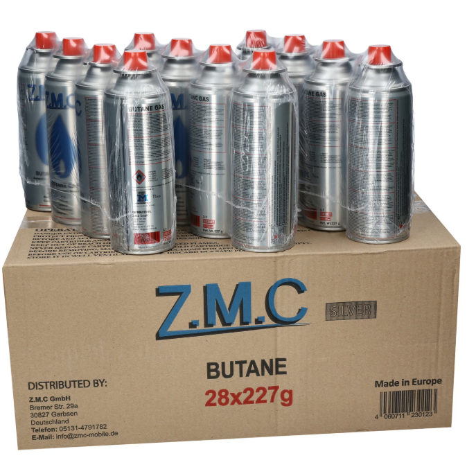 28x Z.M.C. Butan Gaskartuschen 227 g – Bajonett-Anschluss