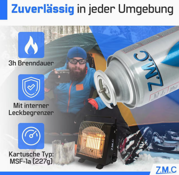 28x Z.M.C. Butan Gaskartuschen 227 g – Bajonett-Anschluss