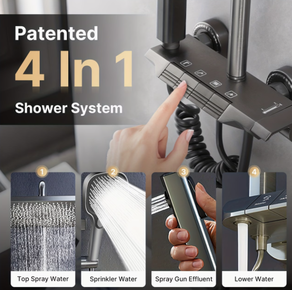 🚿 Duschsystem mit Regenduschkopf & Handbrause