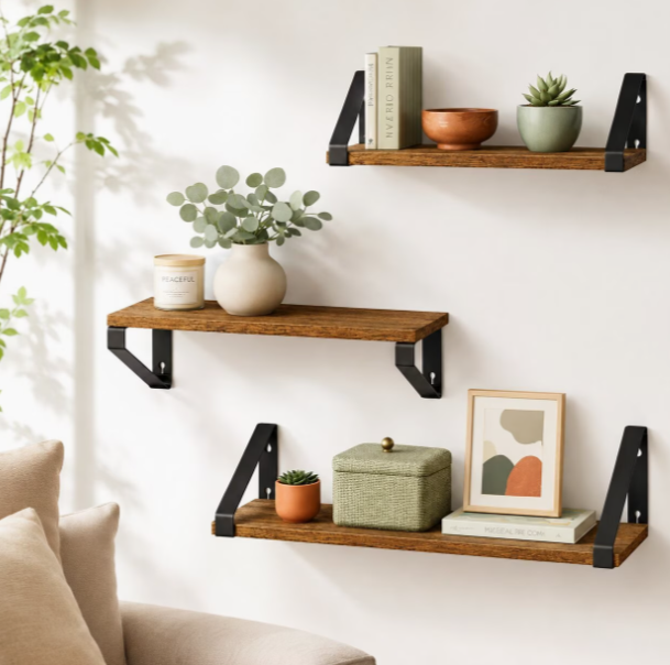 🏡 3er-Set Wandregale im Industrial-Stil
