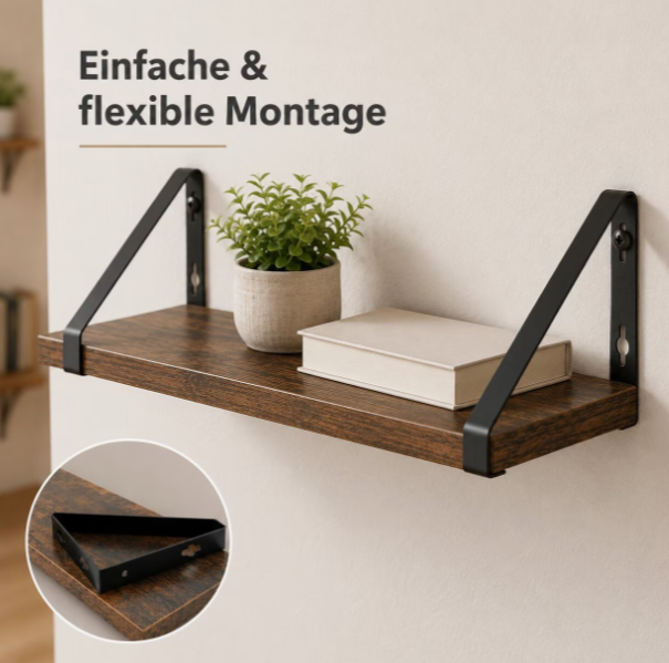 🏡 3er-Set Wandregale im Industrial-Stil