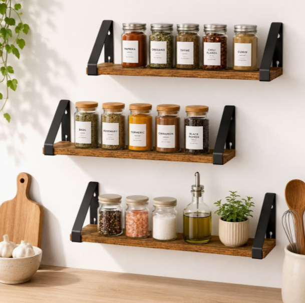 🏡 3er-Set Wandregale im Industrial-Stil
