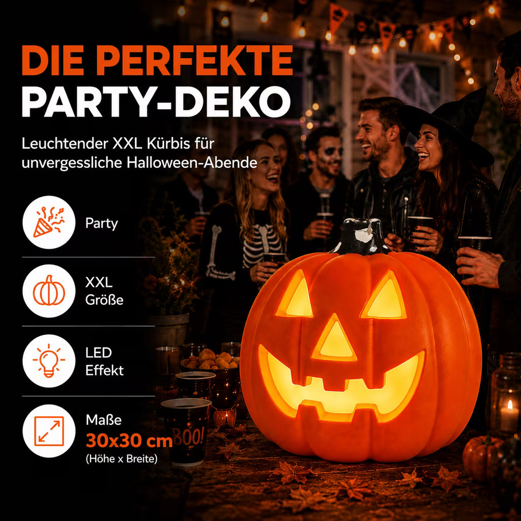 🎃 XXL Halloween-Kürbis mit LED-Beleuchtung